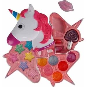 Sunman Oyuncak Unicorn Şekilli 3 Katlı Makyaj Güzellik Seti