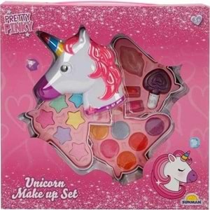 Sunman Oyuncak Unicorn Şekilli 3 Katlı Makyaj Güzellik Seti