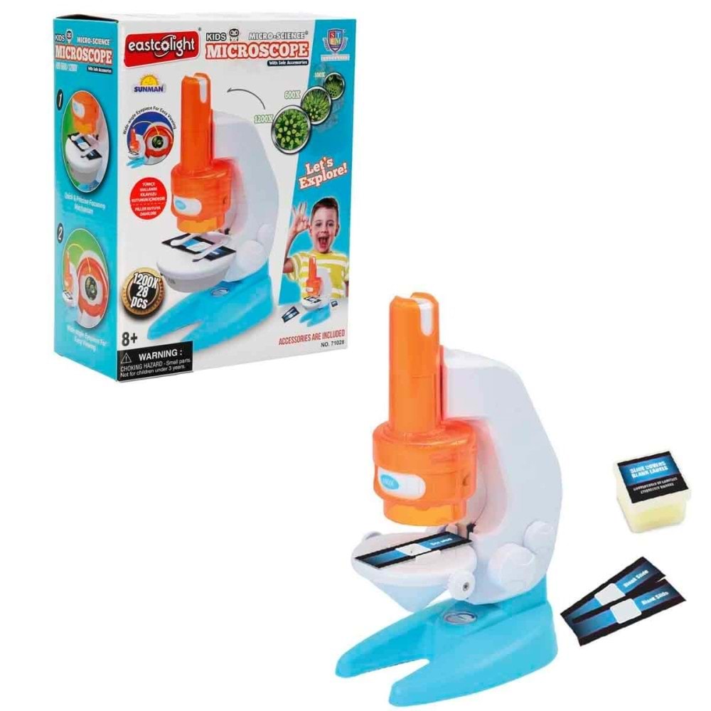 Sunman Oyuncak Bilim Set Mikroskop 100x/600x/1200x 28 PArça