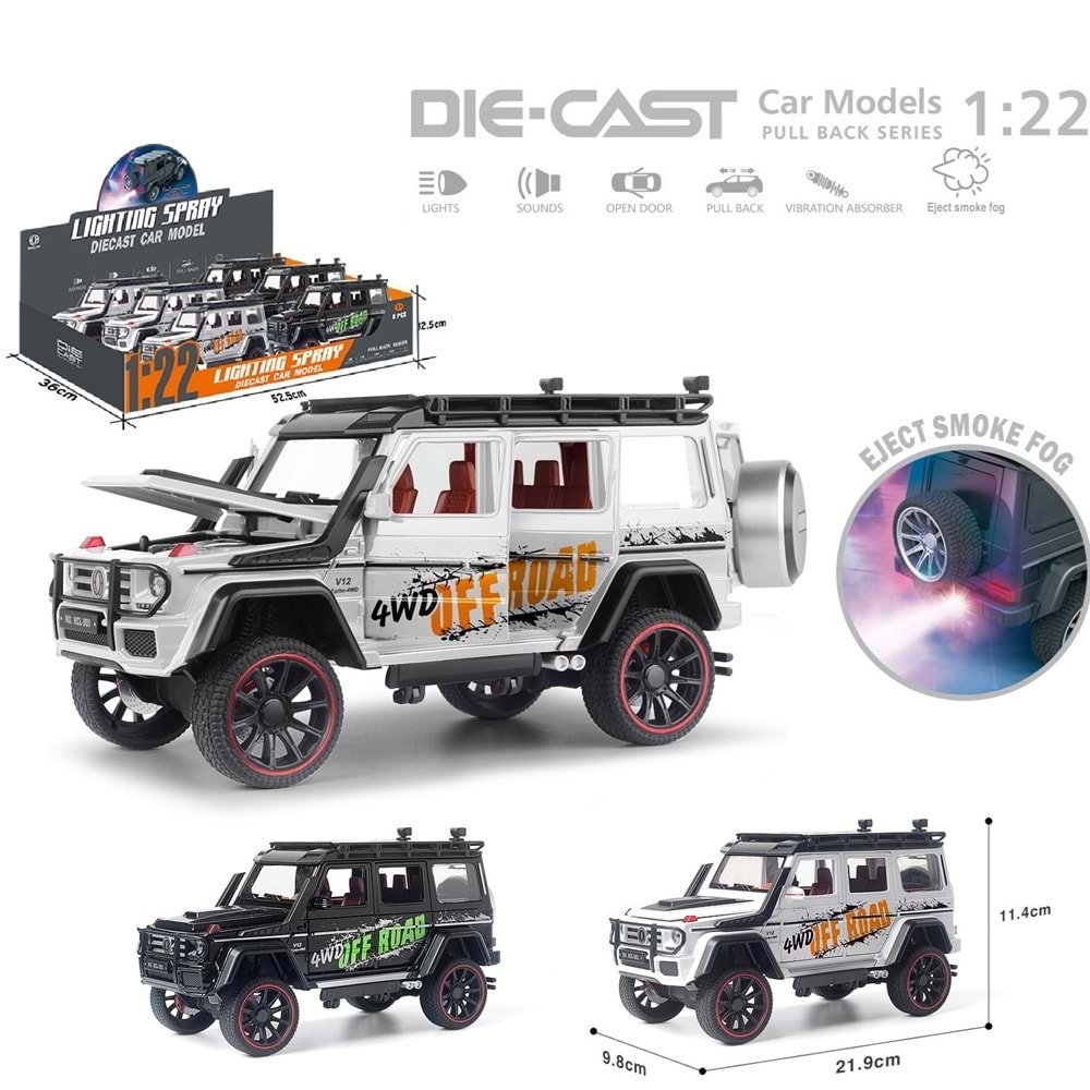 Vardem Oyuncak Çek Bırak 1:22 Sesli Işıklı Buharlı Off-road Jeep VRD-HCL-801PA (1 Adet)