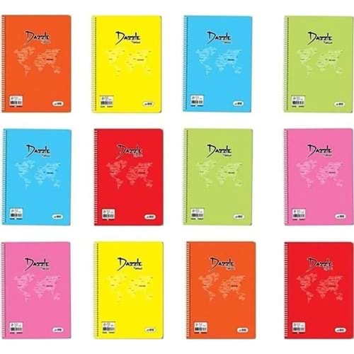 Dazzle Pastel Spiralli Plastik Kapak 144 Yaprak Çizgili A4 (1 Adet)