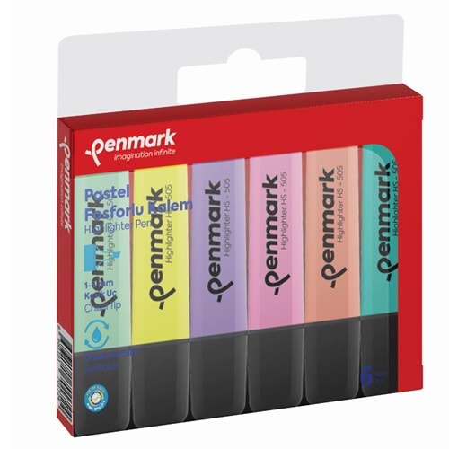 Penmark Fosforlu Kalem 6 Lı Karışık Renk Pastel HS 505 6P