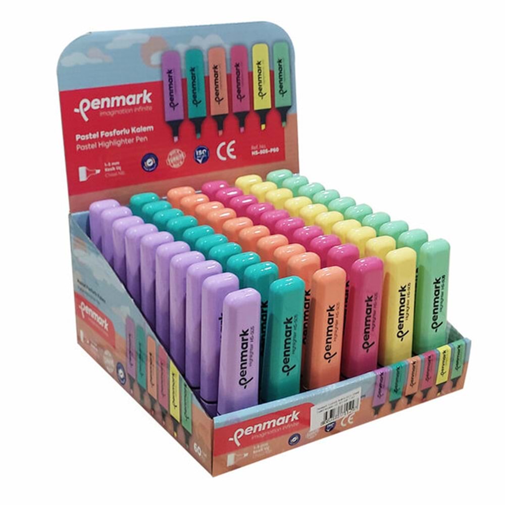 Penmark Fosforlu Kalem 60 Lı Stand Pastel Renkler