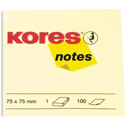 Kores Yapışkanlı Not Kağıdı Sarı 75x75 MM 100 Syf 46075