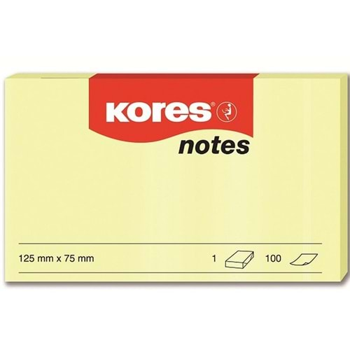 Kores Yapışkanlı Not Kağıdı Sarı 125x75 MM 100 Syf 46125