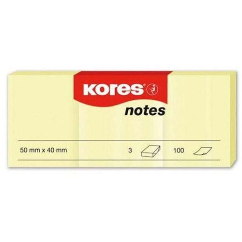 Kores Yapışkanlı Not Kağıdı Sarı 50x40 MM 100 Syf