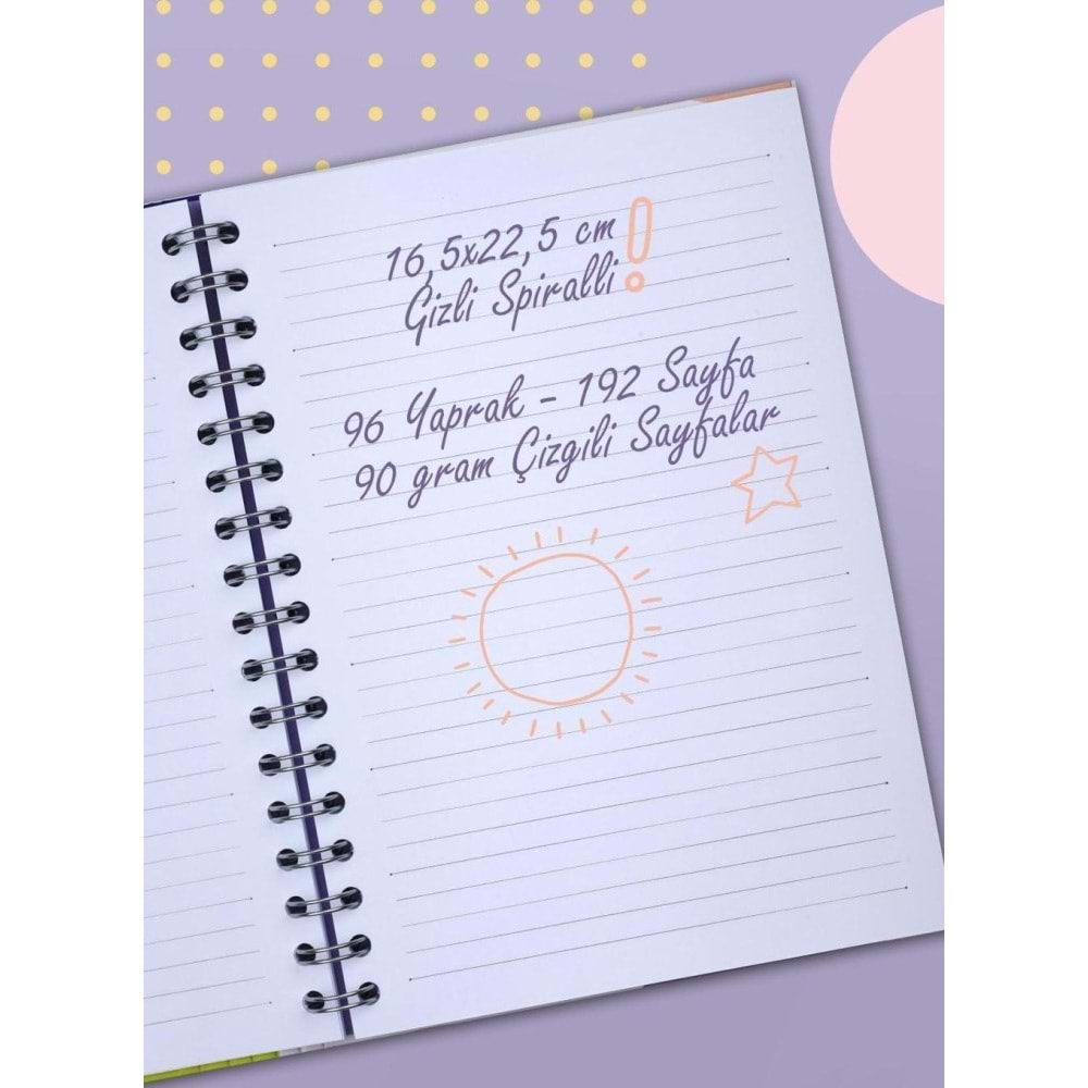 Victoria S Journals Gizli Spiralli Defter 17x24 96 YP Çizgili 124-1150
