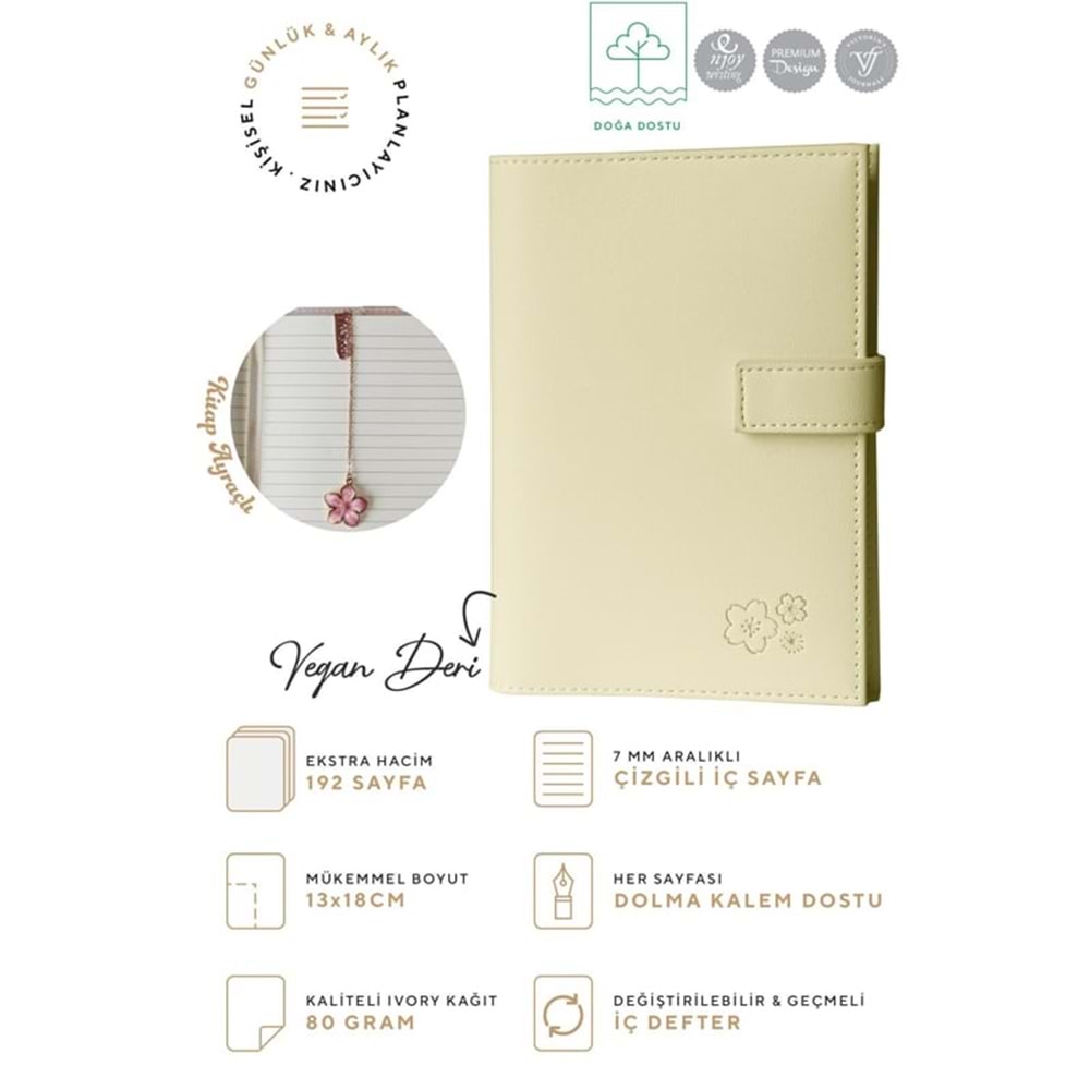 VJ Kutulu Defter 13x18 Cm Ivory 96 YP Kitap Ayraçlı 124-1060