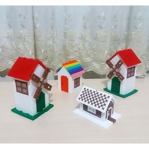 Ütü ile Yapışan 1000'li Renkli Boncuk-Tabla-Cımbız 3'lü Set