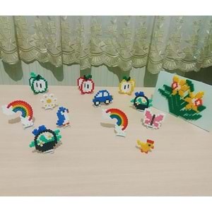 Ütü ile Yapışan 1000'li Renkli Boncuk-Tabla-Cımbız 3'lü Set