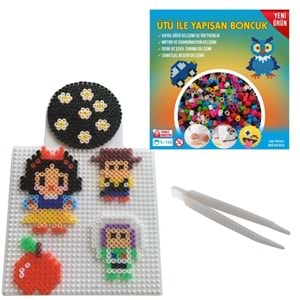 Ütü ile Yapışan 3000'li Renkli Boncuk-Tabla-Cımbız 3'lü Set