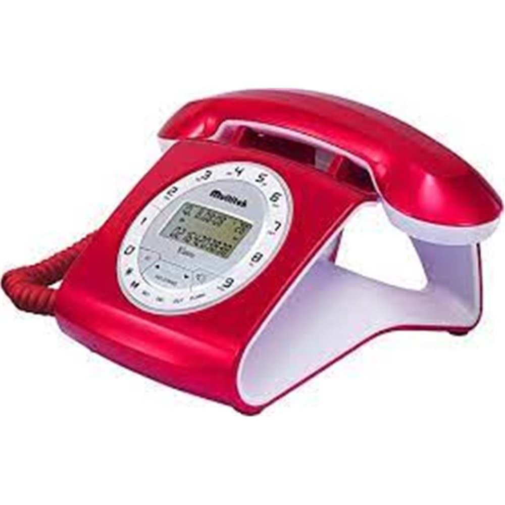 Multitek Retro Özel Tasarımlı Kablolu Siyah-Kırmızı-Gri-Turuncu-Beyaz Masa Üstü Telefon