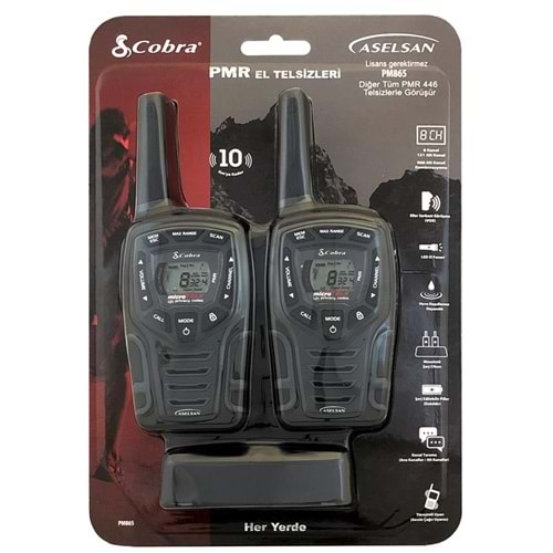 Aselsan PM-865 Pmr El Telsizi 2li Paket 8 Kanal+121 Alt Kanal 8 Km