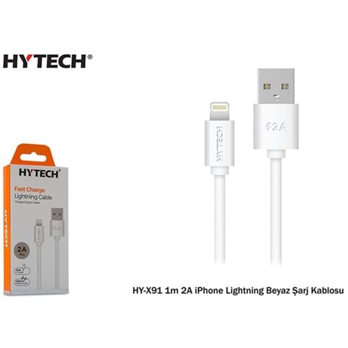 Hytech HY-X91 1m 2A iPhone Lightning Beyaz Şarj Kablosu