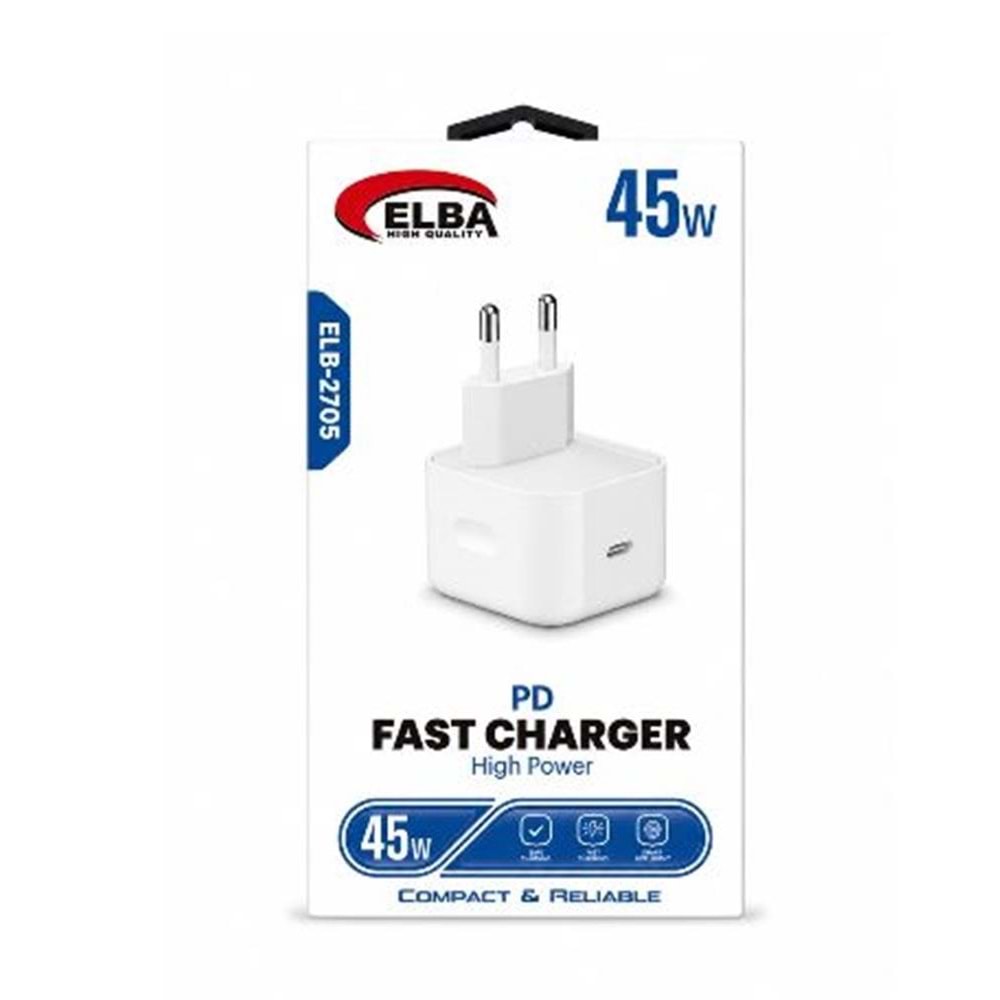 Elba ELB-2705 45W Beyaz Usb-C Ev Şarj Kafa