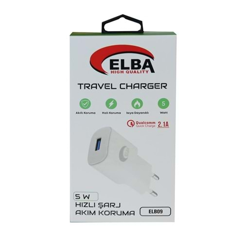 Elba Elb09 5W 2.1A Hızlı Şarj Akıllı Koruma Usb EV Şarj Kafa