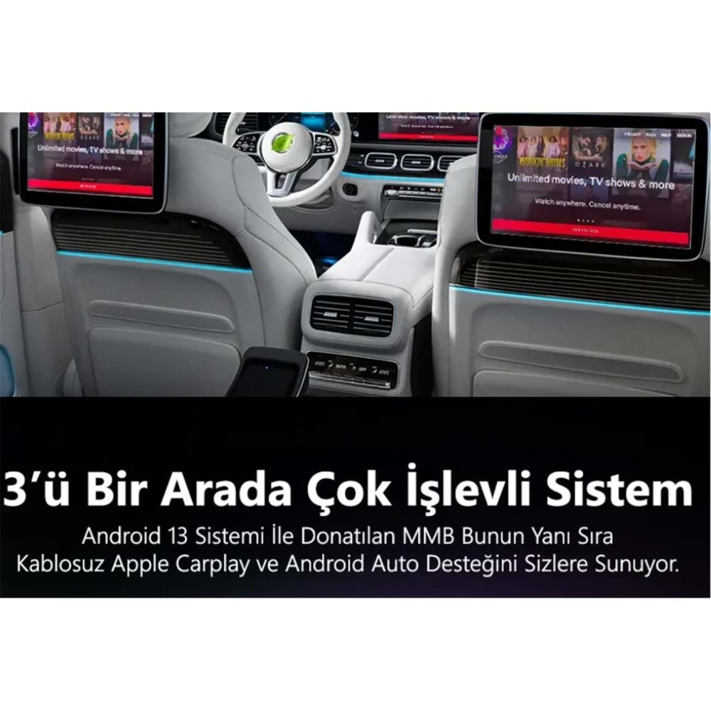 MMB MAX 4.0 Android 13, 8+128GB, HDMI Output Kablosuz-Wireless CarPlay