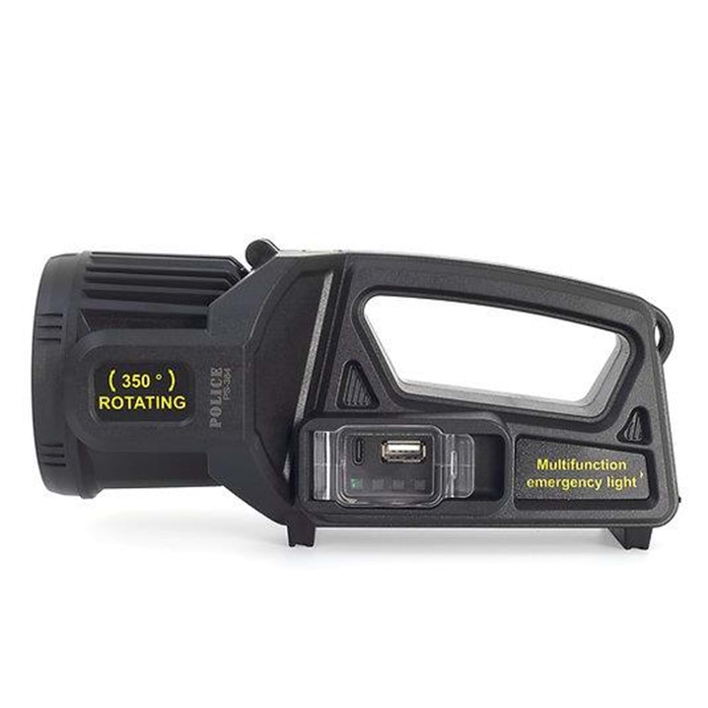 Polıce PS-384 Güneş Enerjili, Enerji Göstergeli, Telefon Şarj Etme Özellikli Spot Fener