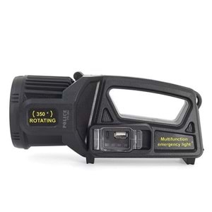 Polıce PS-384 Güneş Enerjili, Enerji Göstergeli, Telefon Şarj Etme Özellikli Spot Fener