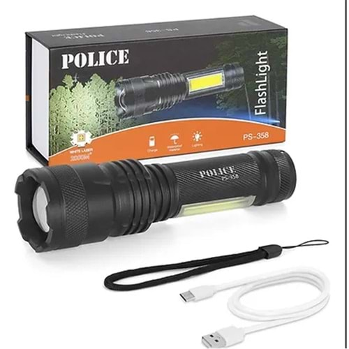 Polıce PS-358 Zoom Gövdede Işık Şarjlı Led El Feneri