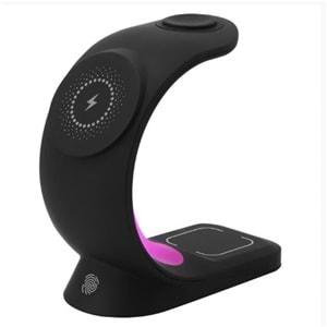 S-link SL-CW20 Telefon, Saat, Kulaklık Uyumlu 15W Siyah RGB Kablosuz Şarj Cihazı