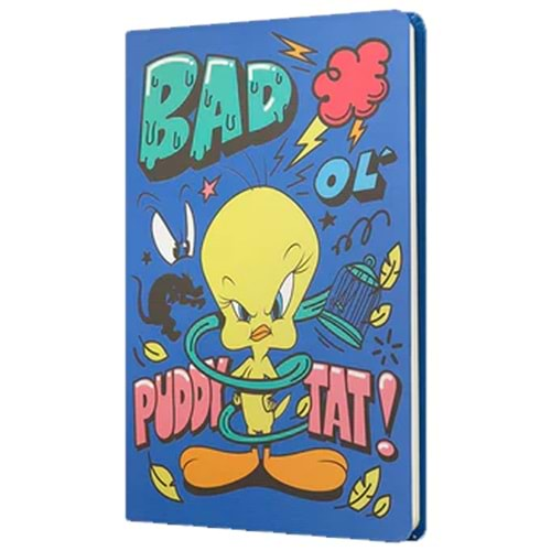 Mabbels Sert Kapak Butik Defter Tweety Bad Puddy Tat Mavi 80 YP 15x21 DFT-388128