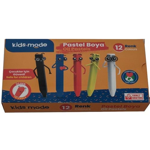 Kidsmode Yağlı Pastel Boya Üçgen 12 Renk