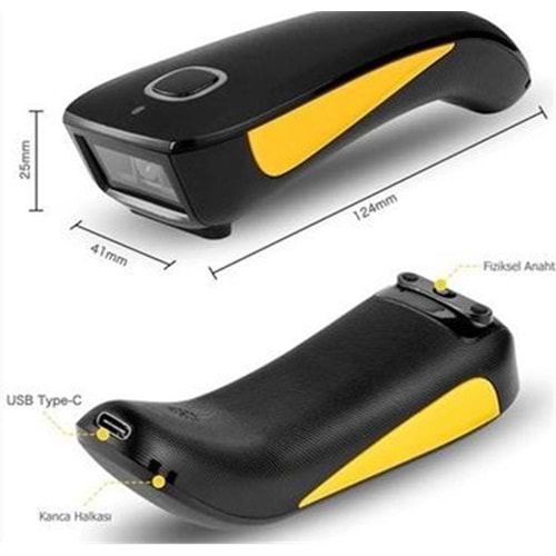 Tiger Perkon BS92 2D Karekod Bluetooth+2.4 Ghz Kablosuz Barkod Okuyucu