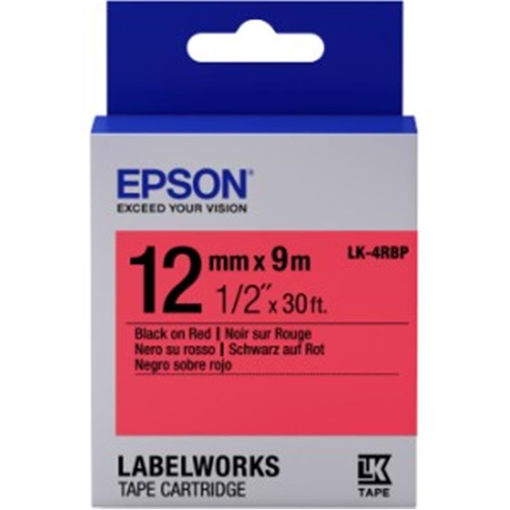 Epson LK-4RBP Pastel Kırmızı Üzeri Siyah 12MM 9Metre