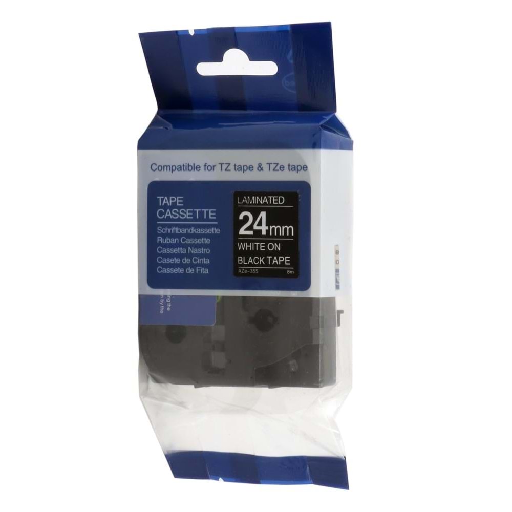 Krt-Muadil AZE-355 24 mm Siyah Üzerine Beyaz Lamina 8 Metre