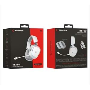 Rampage RETSU Beyaz-Gri Kablosuz 2.4G+ Bluetooth Kumaş Deri Earpad Mikrofonlu Oyuncu Kulaklığı