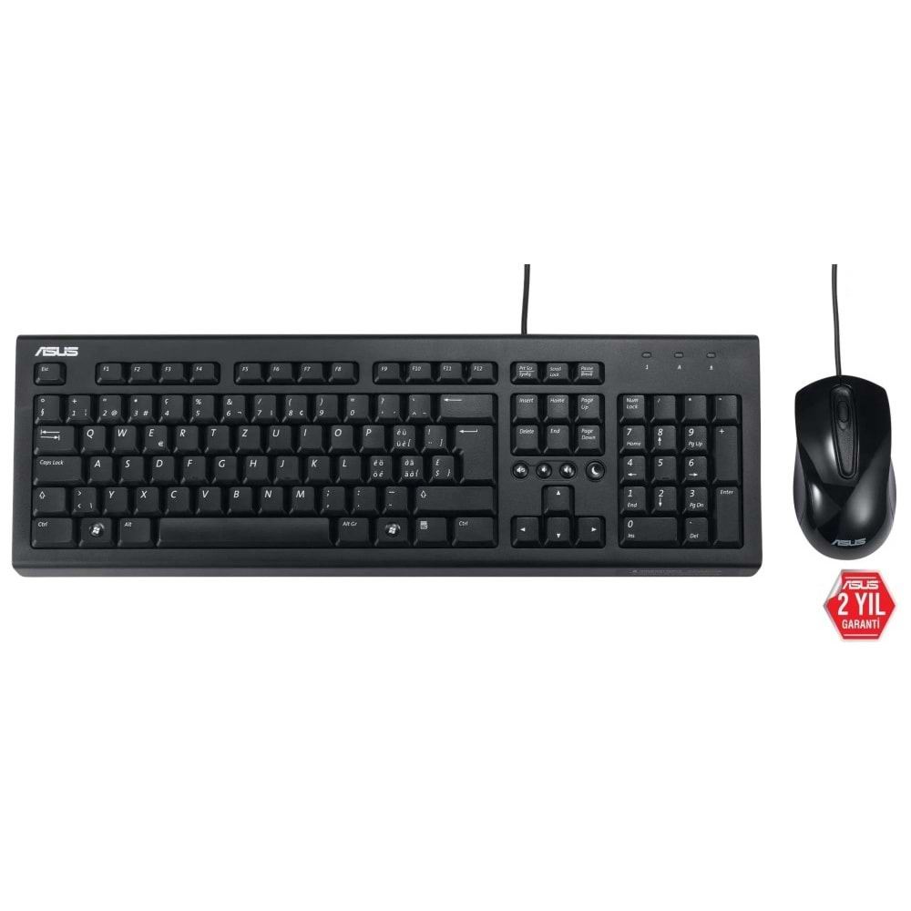 Asus U2000 Q Türkçe 1000DPI USB Siyah Kablolu Klavye Mouse Set - U2000-KBM-TR-Q