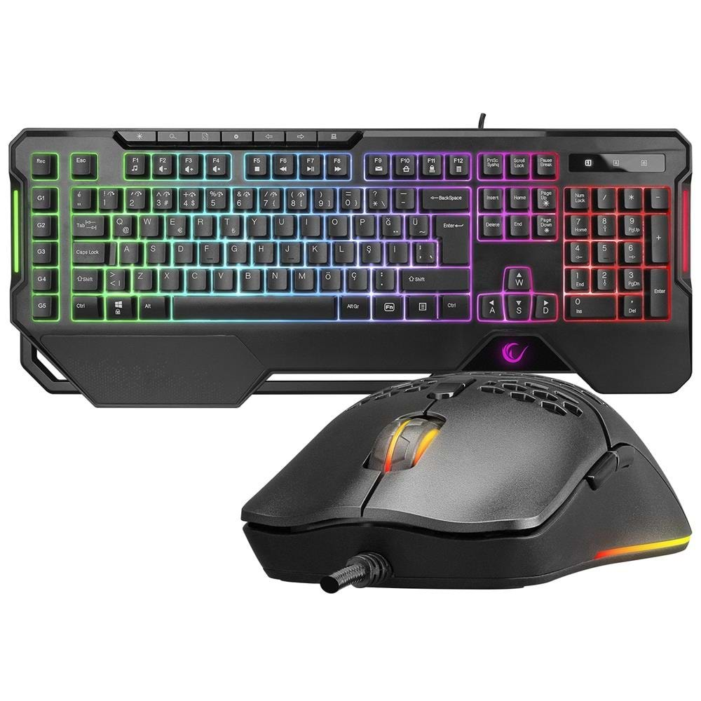 Rampage KM-R96 ELEMENTAL Siyah RGB Aydınlatmalı Q Oyuncu Klavye ve Mouse Gaming Set 7200dpı