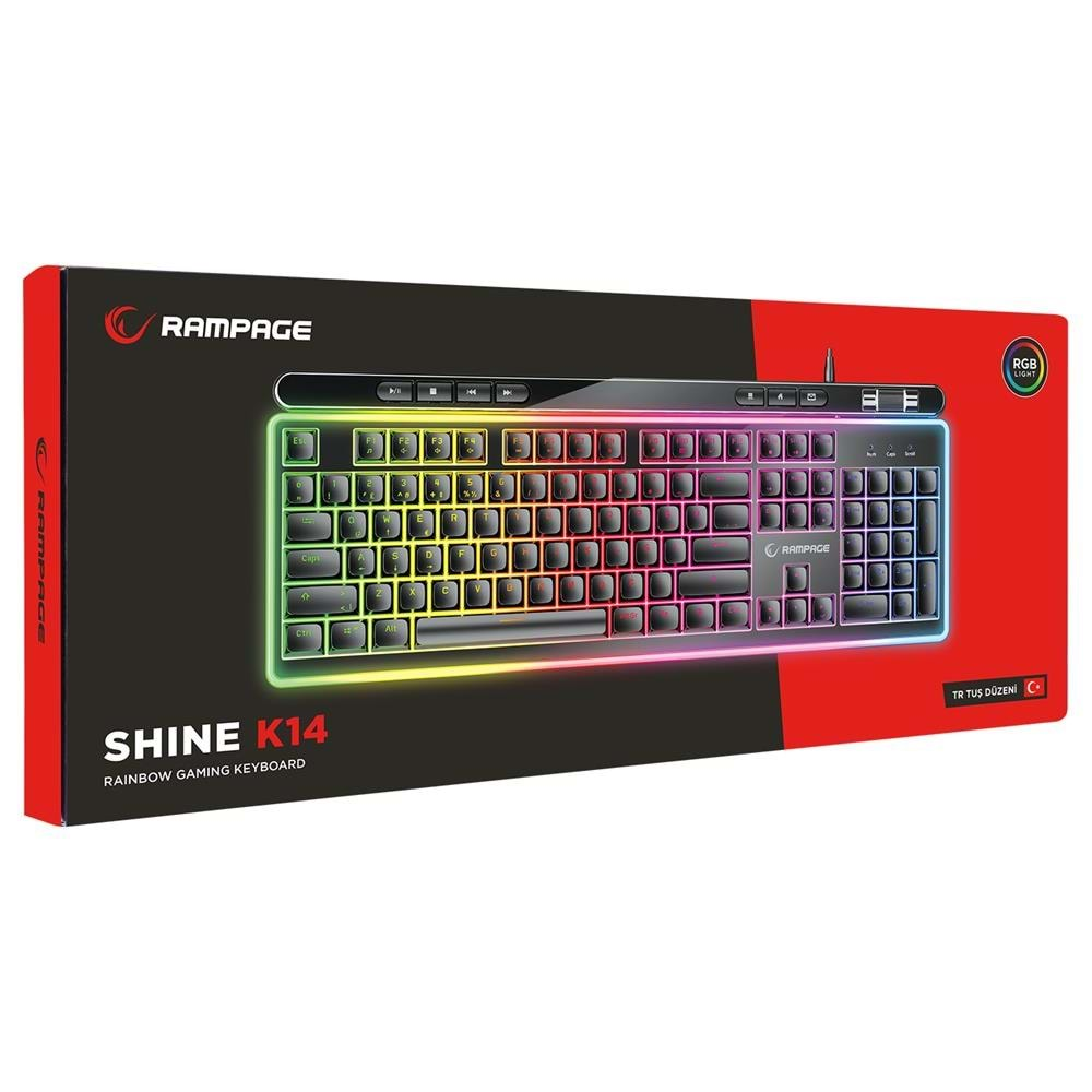 Rampage MIRACLE K2 Siyah USB RGB Aydınlatmalı Q Standart Gaming Oyuncu Klavyesi