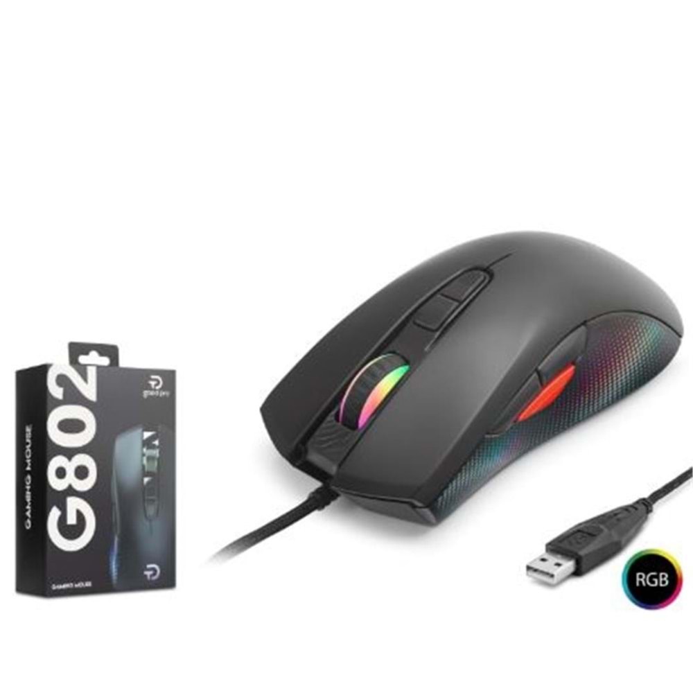 GOOD PRO G802 RGB Gaming Mouse 7200 DPI 8 Tuş 1000Hz Siyah