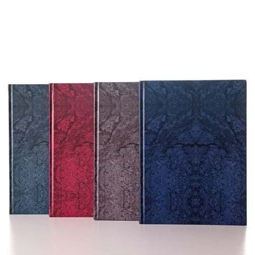 Elma Sert Kapak Defter Mermer Desen Ciltli 20x28 200 YP Kareli