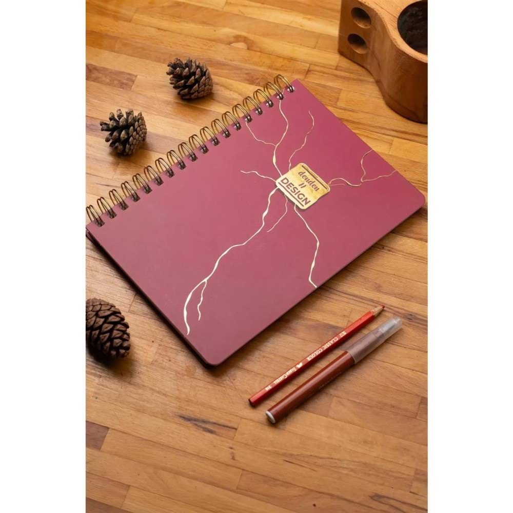Denden Altın Spiralli Seri Mermer Kırmızı 17x24