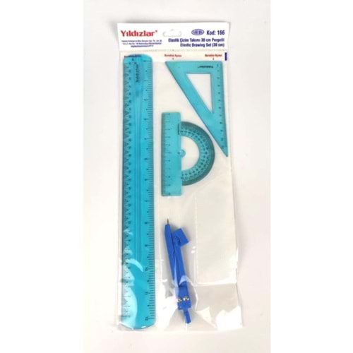 Beş Yıldızlar Elastik Çizim Takımı 30 Cm Pergelli 166 (1 Adet)