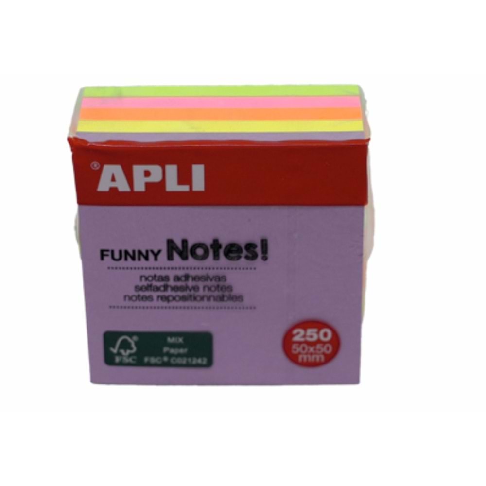 Apli Yapışkanlı Not Kağıdı 5 Renk Küp 250 YP 50x50 11596