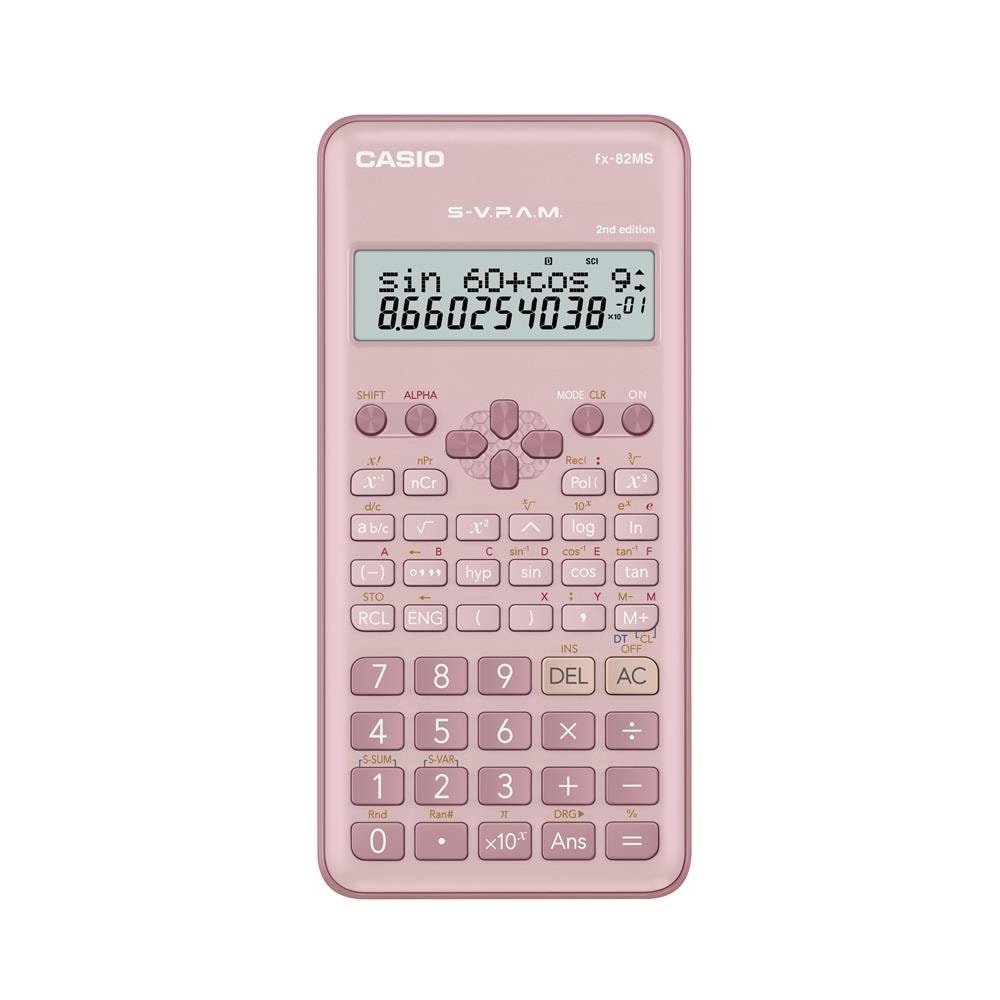 Casio FX-82MS-2-PK-W-DTF Versiyon Bilimsel Pembe Fonksiyonlu Hesap Makinesi