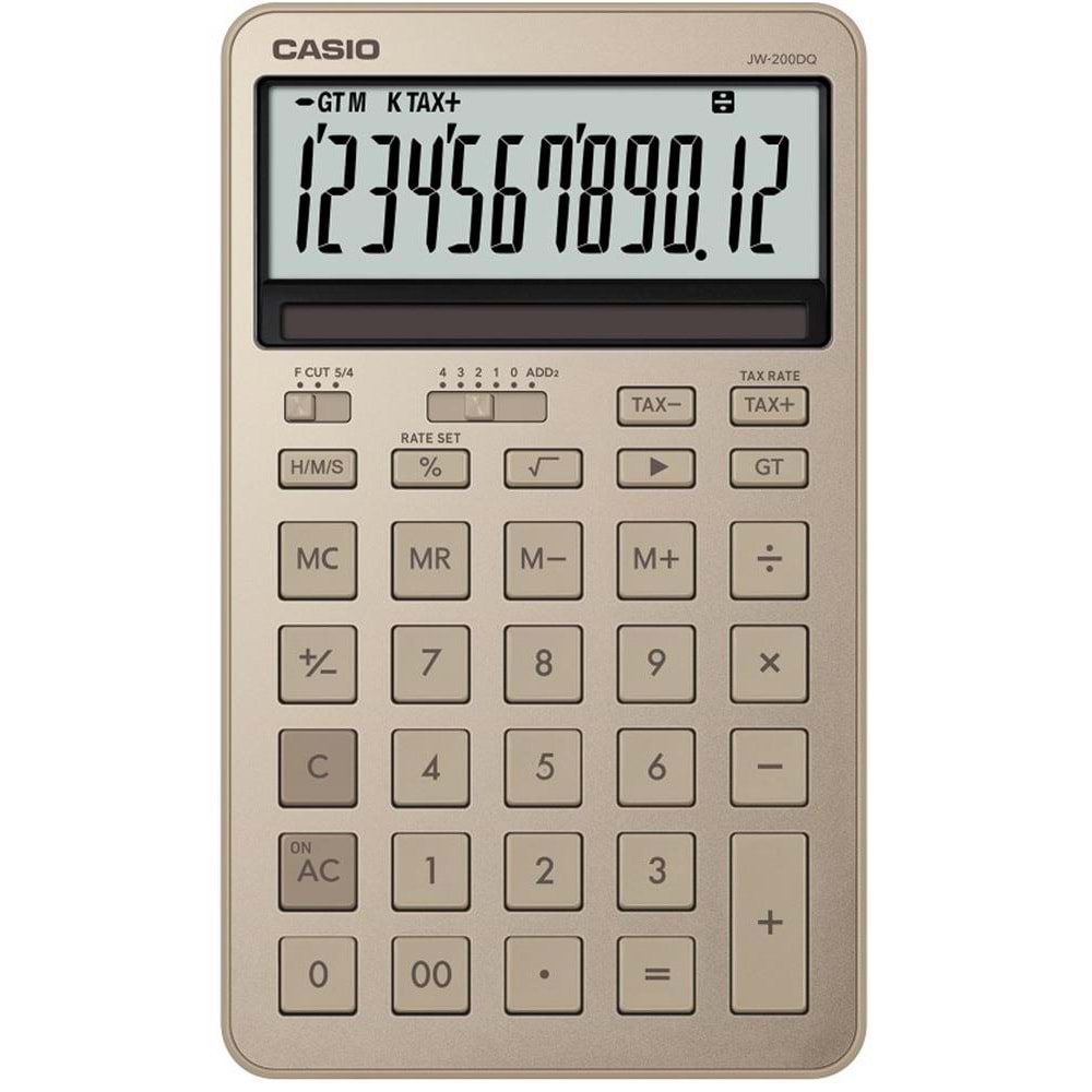 Casio JW-200DQ-GD12 Hane Parlak Altın Masa Üstü Hesap Makinesi