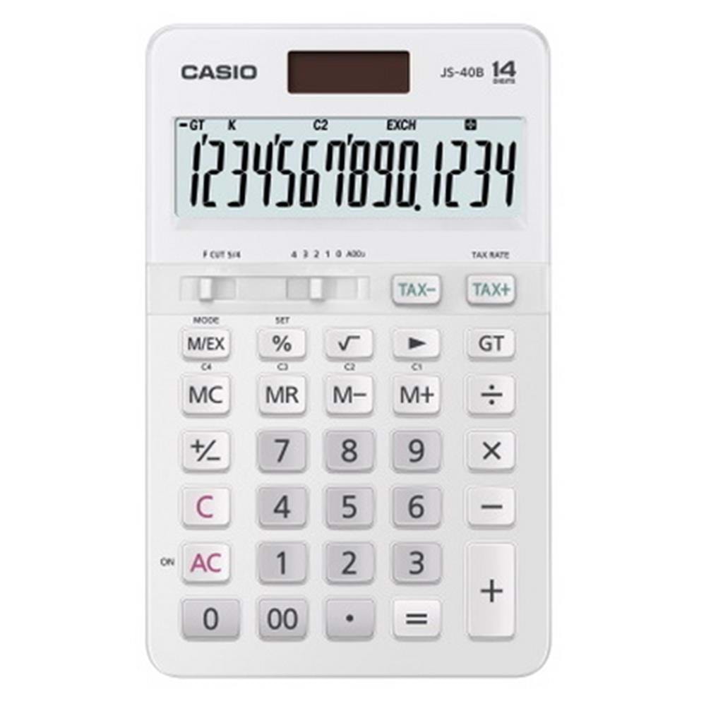 Casio JS-40B-WE Beyaz Profesyonel 14 Hane Masa Üstü Hesap Makinesi