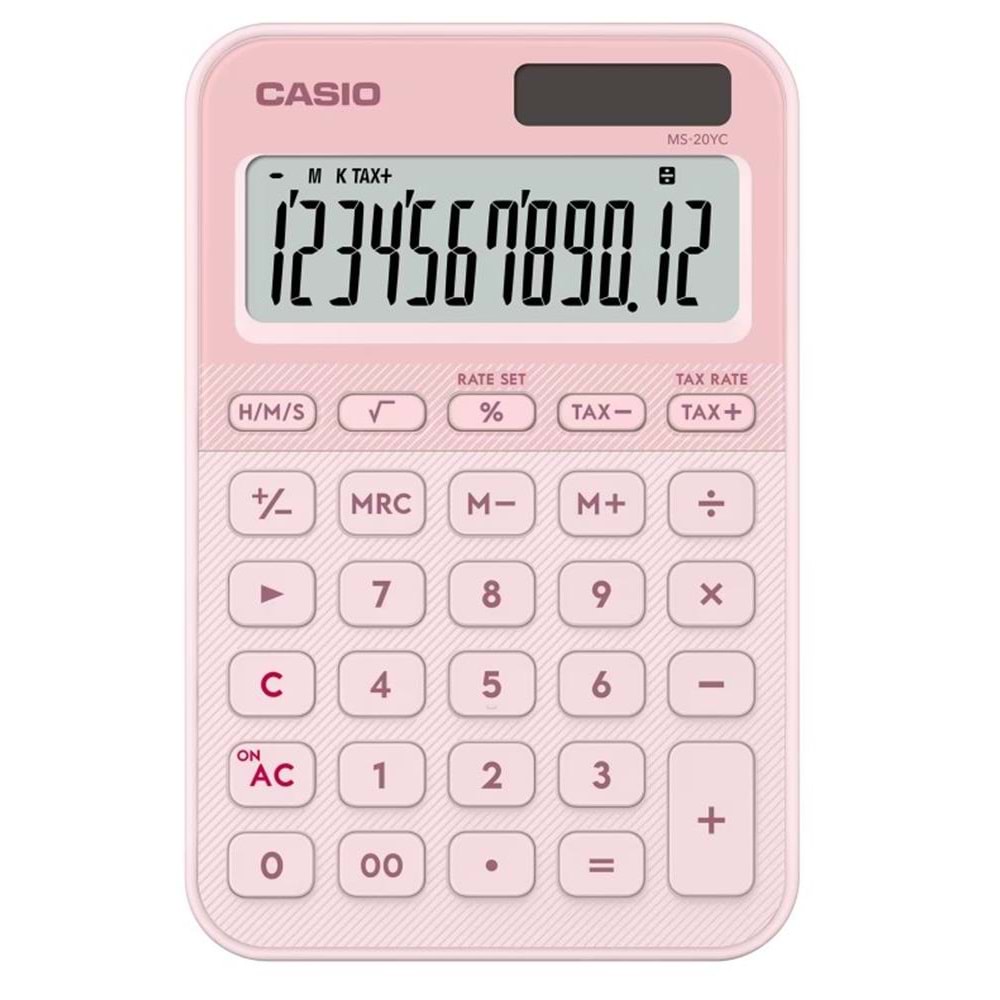 Casio MS-20YC-LP 12 Hane Açık Pembe Masa Üstü Hesap Makinesi