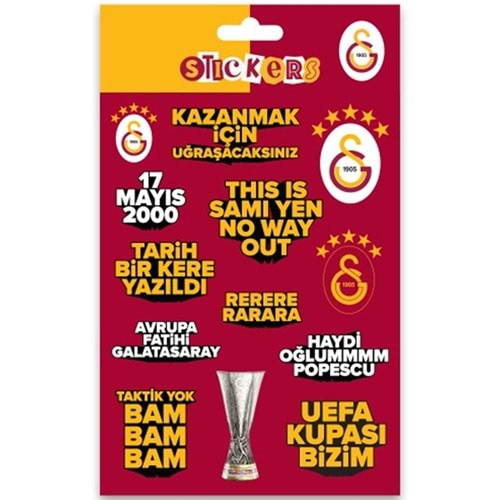 Gsst26014 Galatasaray Kırmızı Slogan Sticker Sheet