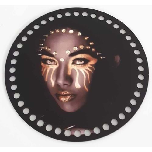 Çanta Aksesuar Ahşap 19 Cm Çapında Resimli Plaka