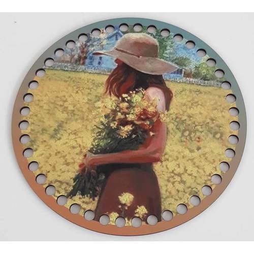 Çanta Aksesuar Ahşap 19 Cm Çapında Resimli Plaka