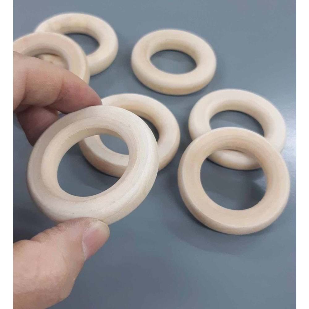 Çanta Aksesuar 4.5 Cm Ahşap Halka Yassı Model 1 Adet