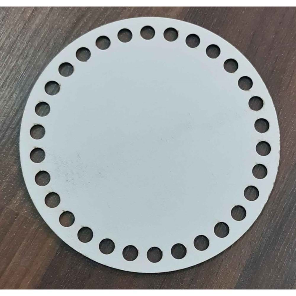 Çanta Aksesuar Ahşap, Beyaz 15 Cm Çapında Plaka