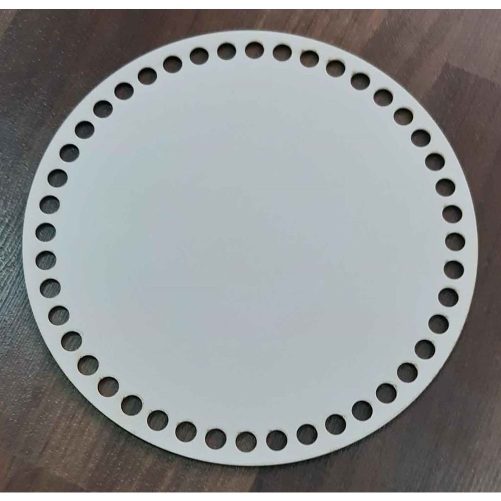 Çanta Aksesuar Ahşap, Beyaz 20 Cm Çapında Plaka