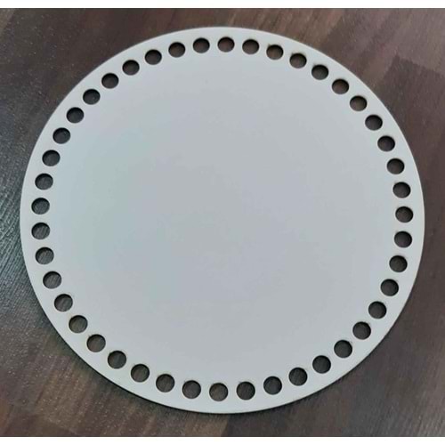 Çanta Aksesuar Ahşap, Beyaz 20 Cm Çapında Plaka